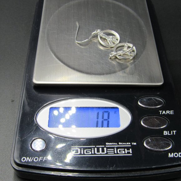 Sterling Silver Cubic Zirconia Peace Sign Earrings - Picture 6 of 6